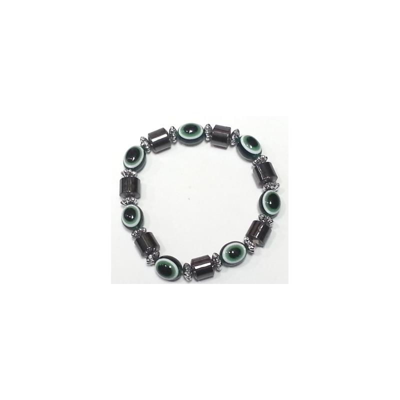 Pulsera Simil Cristal Ojo Turco Verde (Contra Mal de Ojo) (Elastica) (HAS)