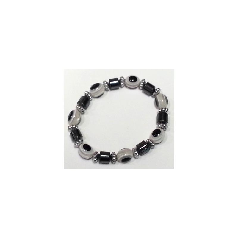 Pulsera Simil Cristal Ojo Turco Blanca (Contra Mal de Ojo) (Elastica) (HAS)