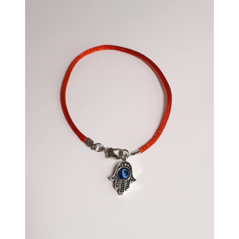 Pulsera Hilo Roja con Mano de Fatima c/ Ojo Turco  (Engarce)