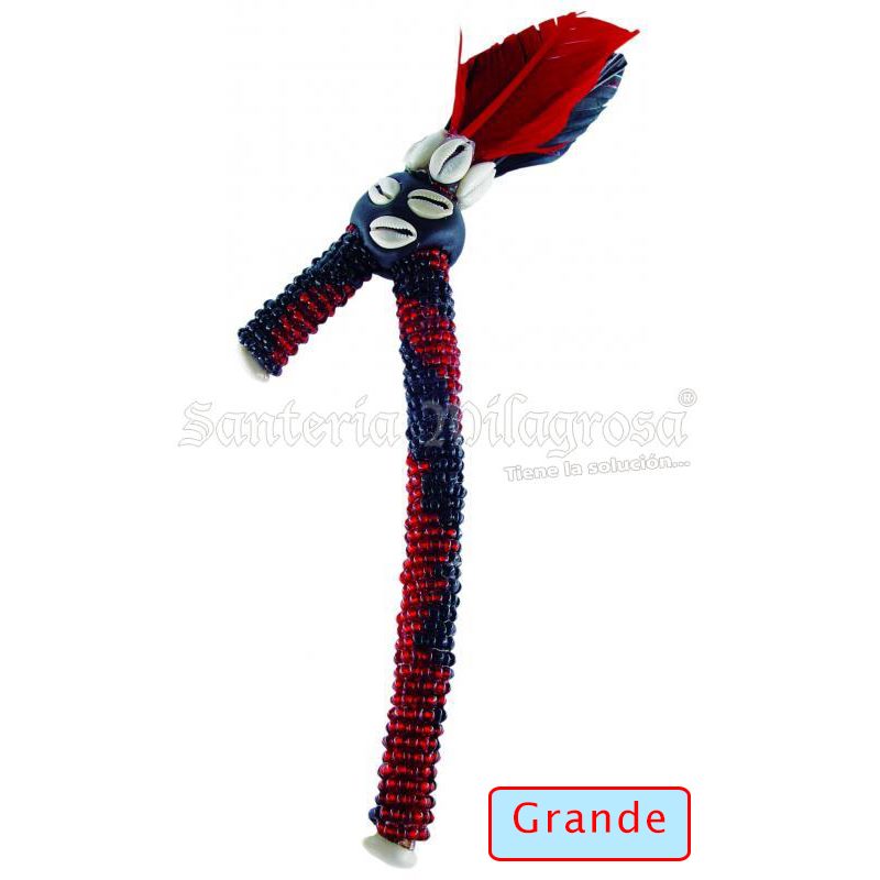 Sant. Garabato Eleggua Forrado cuentas/plumas grande (60 a 70 cm)