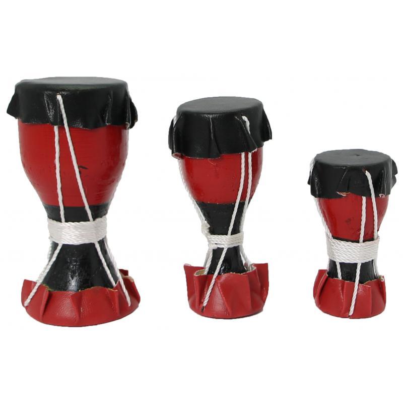 Set 3 Tambores Bata Eleggua (6 a 10 cm) (rojo y negro)