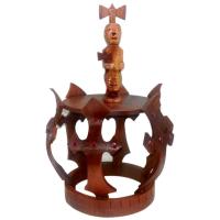 Sant. Corona Chango Madera Cedro Artesanal Grande, Hombre con hacha (base 21cm x diametro central 24