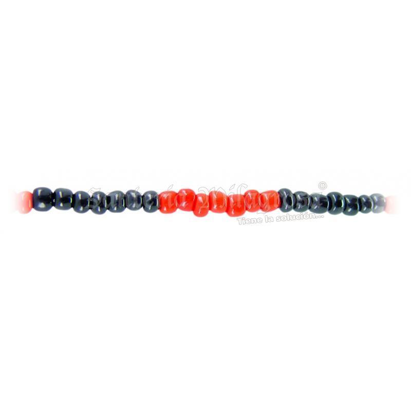 Collar Santeria Pomba Gira - Eleggua 7 x 7 (Ne-Rjo) (1 V)  (110 cm)
