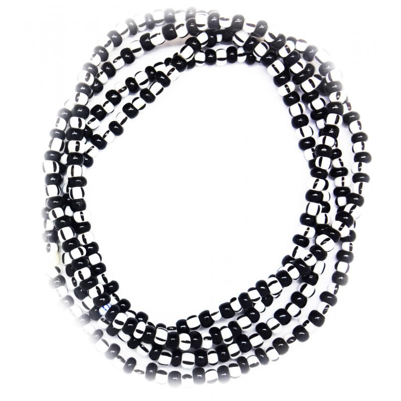 Collar Santeria Pretho Velho 1 x 1 (Bco-Ne) (1 V) Premium (110 cm)