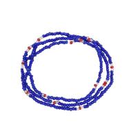 Collar Santeria Yemanja Olokun (Azul  21 + Crital Rojo Crital) (1 V) (110 cm)