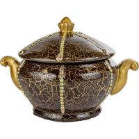Sopera Ceramica Bombonera Decorada 30 x 21 cm Marron (Oya)