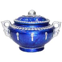Sopera Ceramica Decorada con Asas 33 x 23 cm Azul Lisa (Yema...