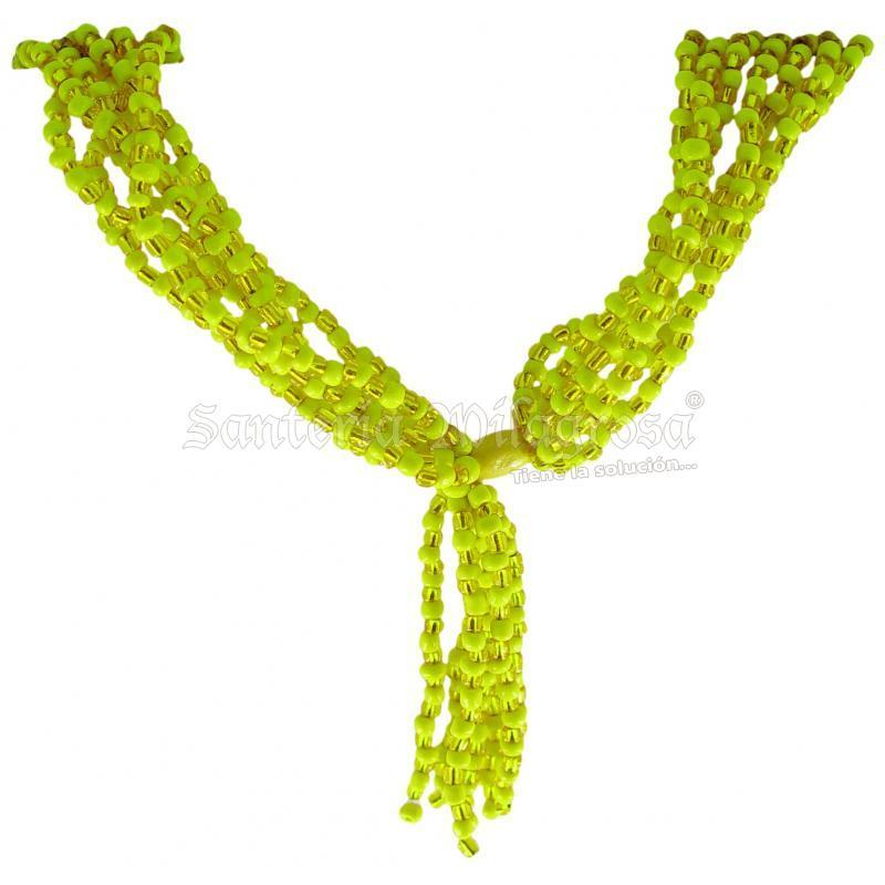 Collar Santeria Mazo Ochun (Simple) (Amarillo-Amarillo Cristal)  (140 a 160 cm)