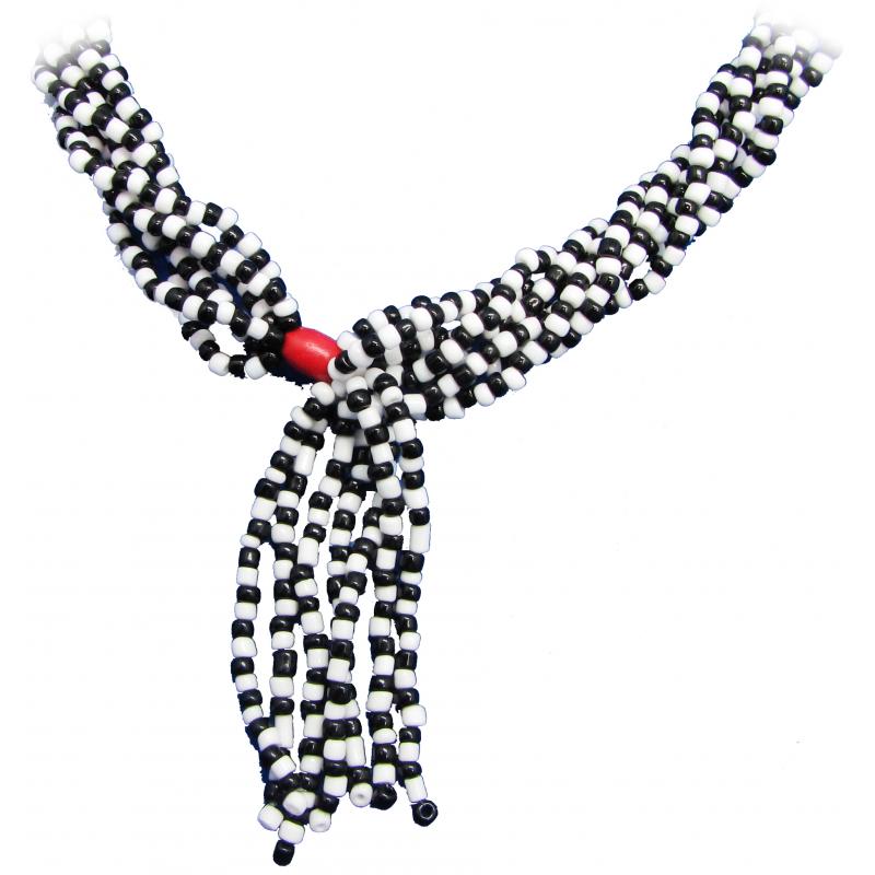 Collar Santeria Mazo Eleggua Eshu Afra (Simple) (Blanco-Negro) (140 a 160 cm)