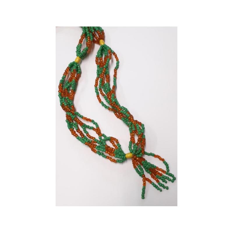 Collar Santeria Mazo Orula (Verde - Naranja) (Nigeria)  (140 a 160 cm)