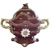 SOPERA Ceramica Decorada Oya Flor con asas 35 x 45 cm aprox. (Motivos Cenefas y Cauries)