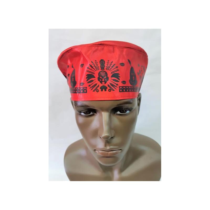 Gorro Santero Eleggua 54 cm Elastico (Rojo y Negro)(Dibujos Impresos)