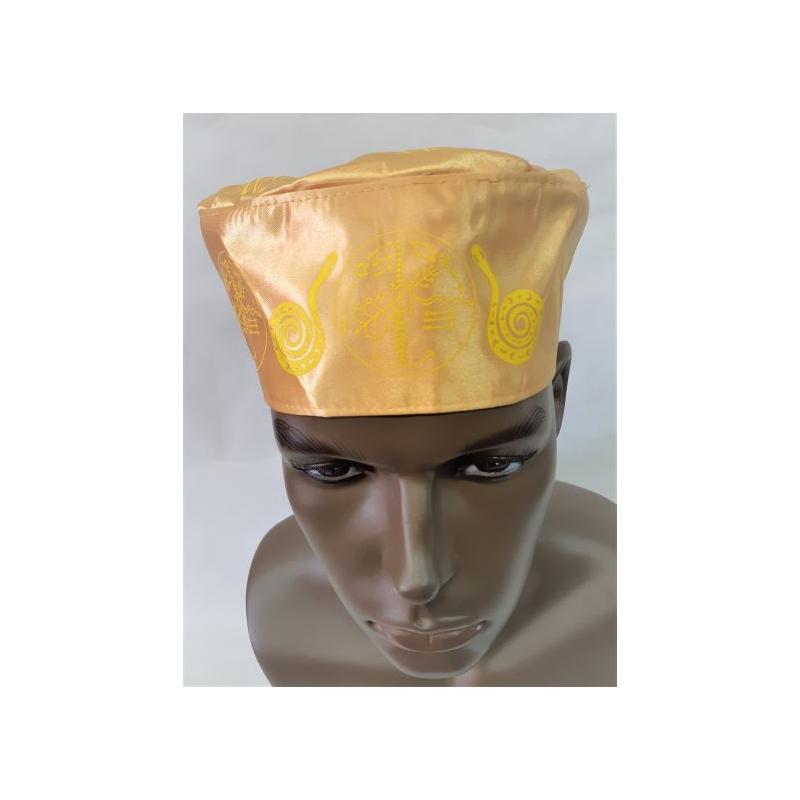 Gorro Santero Mama Chola 54 cm Elastico (Amarillo Dorado)(Dibujos Impresos)