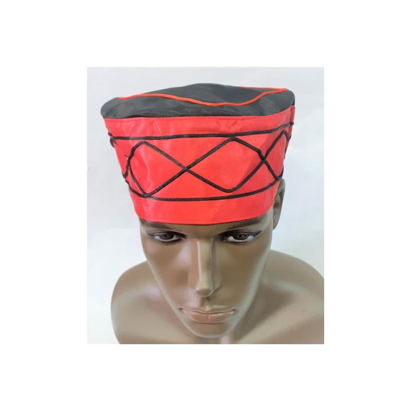 Gorro Santero Gala Eleggua 54 cm Elastico (Rojo Negro)