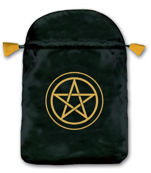 Bolsa Tarot Seda Negra 23 x 16 cm (Motivo Pentagrama Amarillo) *
