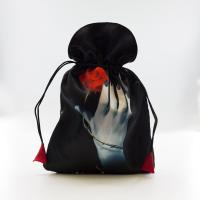 Bolsa Tarot Seda Negra 23 x 16 cm (Motivo Mano c/ Rosa)