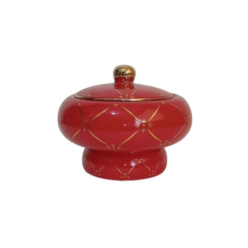 Sopera Porcelana Ibeyis 12 x 15 cm (Roja con dorado)