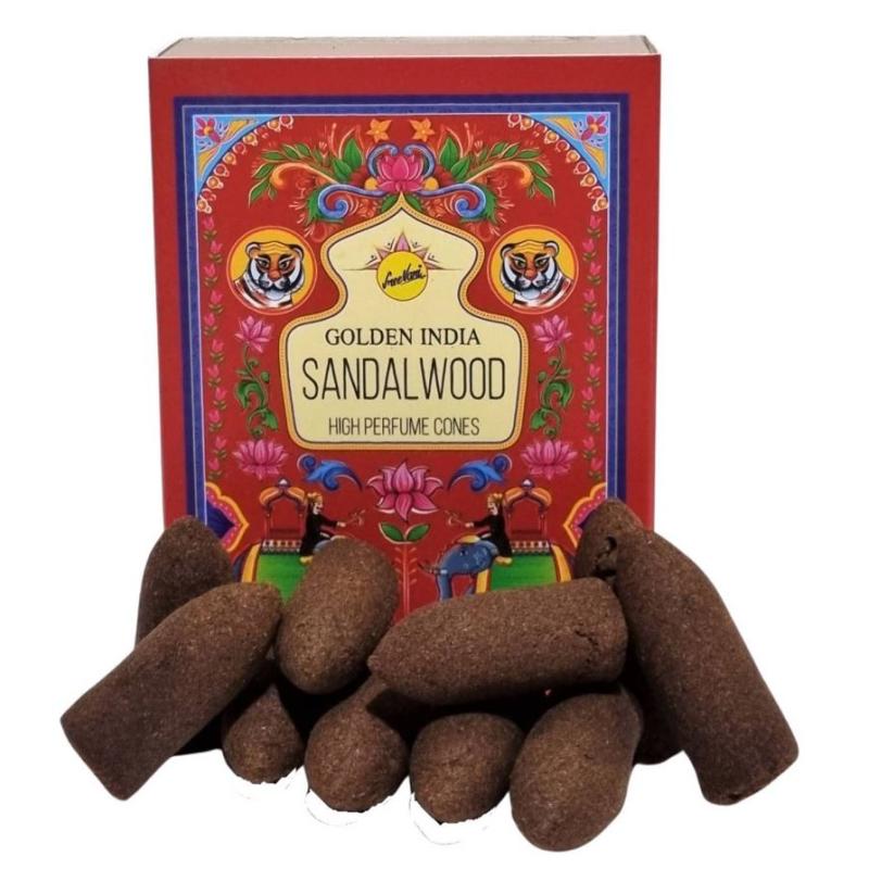 Cono reflujo Golden Indian Sandalwood-Sandalo (10 conos-37g) (Sree Vani) (P12)