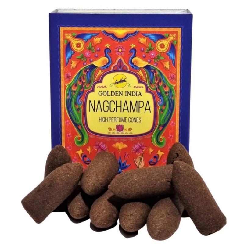 Cono reflujo Golden Indian Nagchampa-Nag Champa (10 conos-37g) (Sree Vani) (P12)