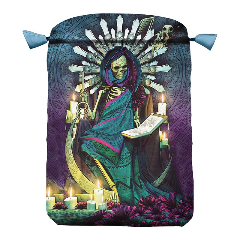 Bolsa Tarot Santa Muerte - Seda 23 x 16 cm (azul)