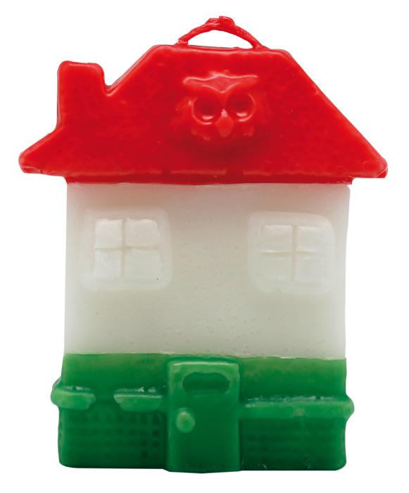 Vela Forma Casita San Jorge 12 cm (Rojo-Blanco-Verde)