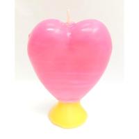 Vela Forma Corazon 9 cm. (Miel - Rosa) *