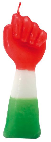 Vela Forma Puño San Jorge 12 cm (Rojo-Blanco-Verde)