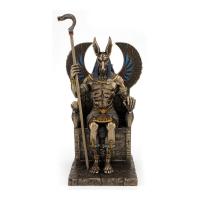 Imagen Dios Egipcio Anubis 27 cm Trono Dorado Viejo (Resina Premium)