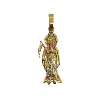Amuleto Santa Muerte Tumbaga plana 3 metales 3,5 cm