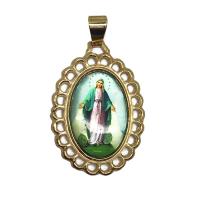 Medalla Virgen la Milagrosa 3,0 x 2.5 cm dorada a color (ova...