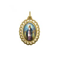 Medalla Virgen la Milagrosa 2,0 x 1.5 cm dorada a color (ova...