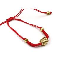 Pulsera Hilo Rojo Trenzado con amuleto Buda Dorado (Ajustable)