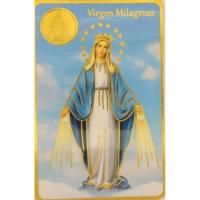 Estampa con Medalla grabada Virgen Milagrosa 6 x 9 cm.