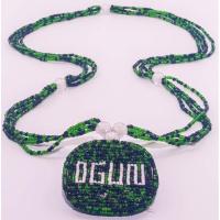 Collar Santeria con Medallon OGUN (verde-negro)