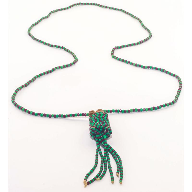Collar Santeria Orula - Ifa Tradicional con borla (verde-marron)