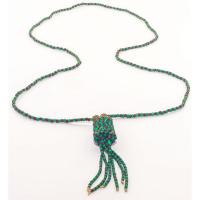 Collar Santeria Orula - Ifa Tradicional con borla (verde-mar...