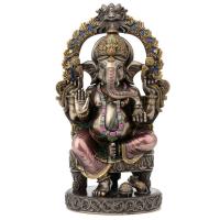 Imagen Ganesha 26 cm Trono Dorado Viejo (Resina Premium)