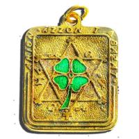 Amuleto Trebol 4 hojas (Metal Dorado) (Suerte, Dinero, Amor...) (Incluye Instrucciones)
