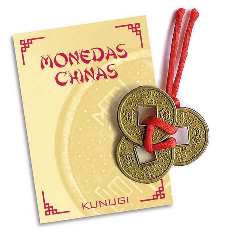 Amuleto Monedas I Ching con Lazo Rojo 2 cm (Incluye 3 Monedas)