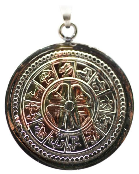 Amuleto Trebol Vencedor y Signos Astrologicos con Tetragramaton 3.5 cm (Talisman: Buena Suerte-Diner