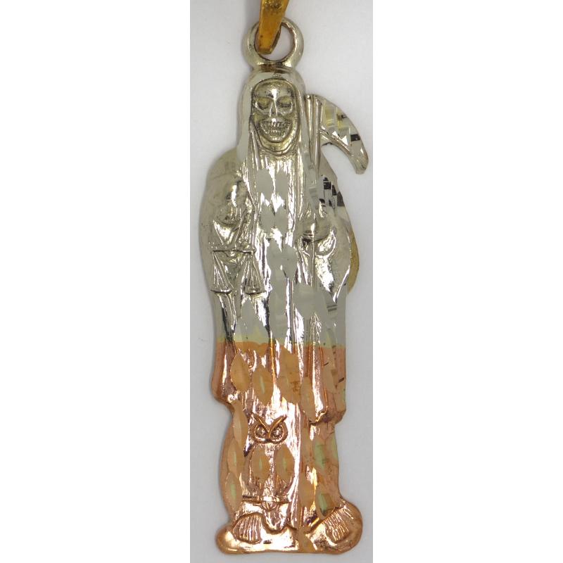 Amuleto Santa Muerte Tumbaga Plana 3 Metales 06 cm