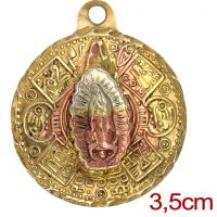 Amuleto Guadalupe con Calendario Tumbaga 3 Metales 3.5 cm
