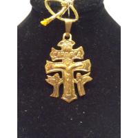 Amuleto Cruz de Caravaca con Cristo Tumbaga Dorada 3.5 cm