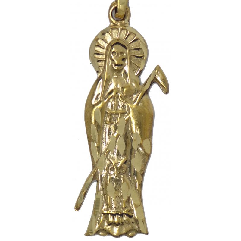 Amuleto Santa Muerte Tumbaga Plana Dorada 04.5 cm