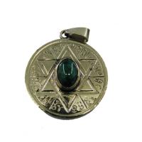 Amuleto Estrella 6 Puntas Atrae y Repele Piedra Verde c/ Tet...
