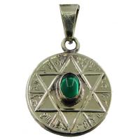 Amuleto Estrella 6 Puntas Atrae y Repele Piedra Verde con Te...