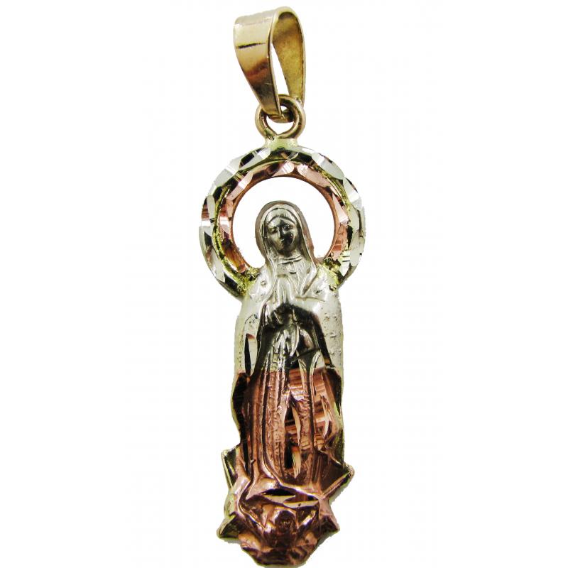 Amuleto Guadalupe Tumbaga Figura con Aureola 3 Metales 4.5 cm