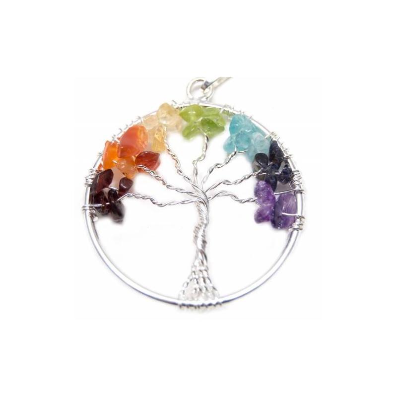 Amuleto Arbol de la Vida 7 Chakras - 4 cm (7 piedras)