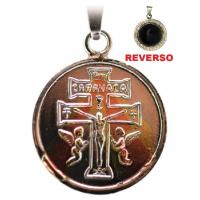 Amuleto Cruz Caravaca con Obsidiana Zodiacal 2.5 cm (Talisma...