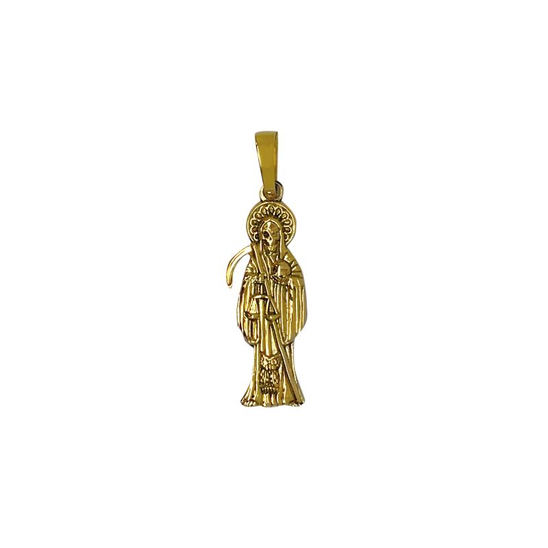 Amuleto Santa Muerte Tumbaga plana Dorada 03 cm